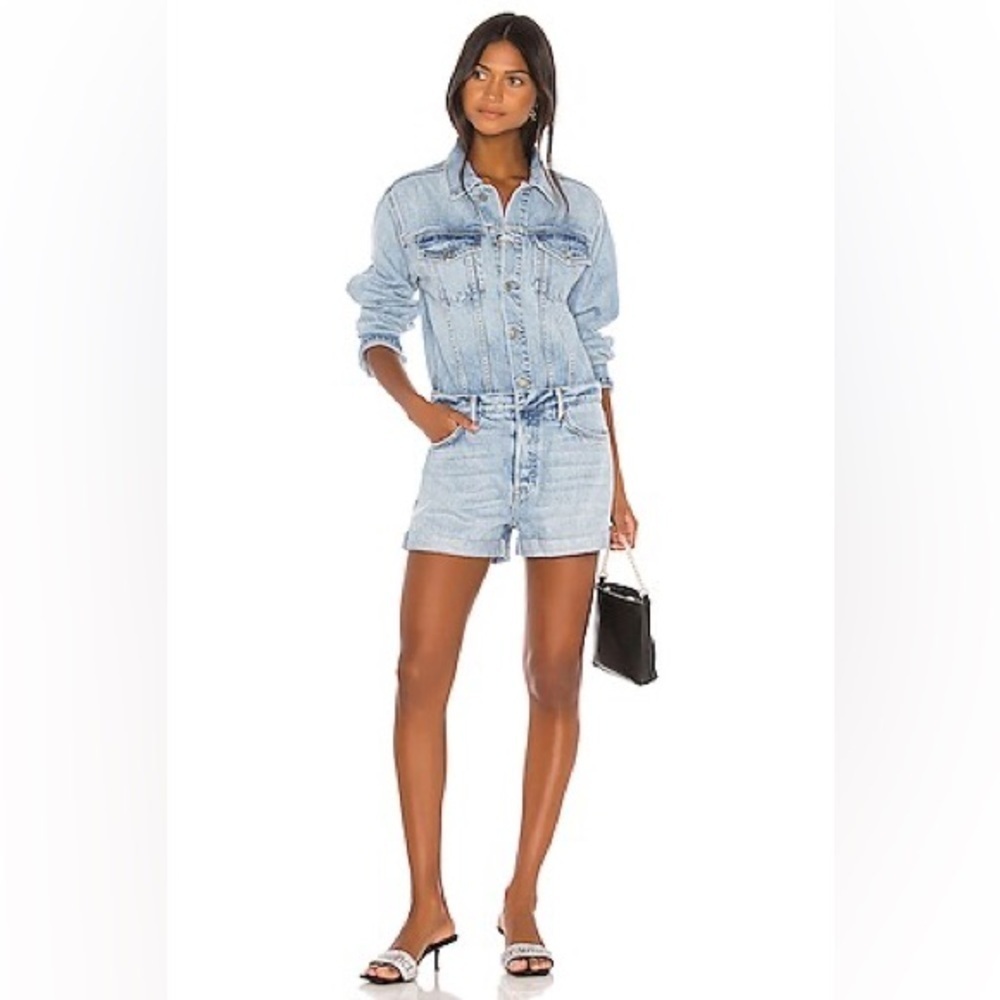 NWOT GRLFRND Renata Denim Playsuit Romper in All Day Long Small